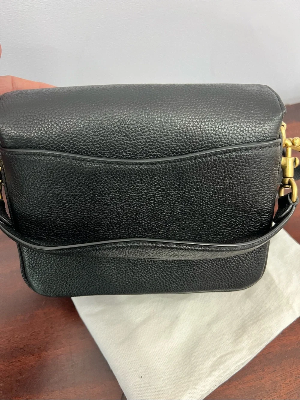Coach Black Pebbled Leather Top-Handle Satchel with Gold Hardware